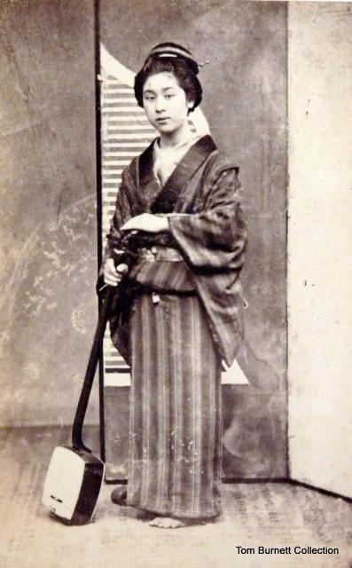 Shimooka, Renjo c.1865-70 "Geisha Holding a Shamisen"